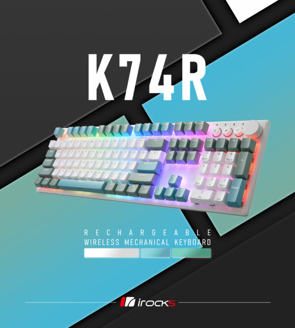 K74R 機械式鍵盤-熱插拔Gateron軸-RGB背光-海島藍